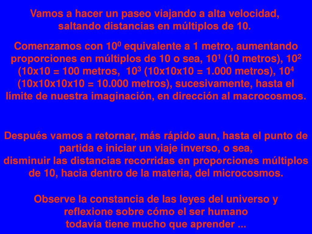 Vamos a hacer un paseo viajando a alta velocidad, saltando distancias en múltiplos de 10.