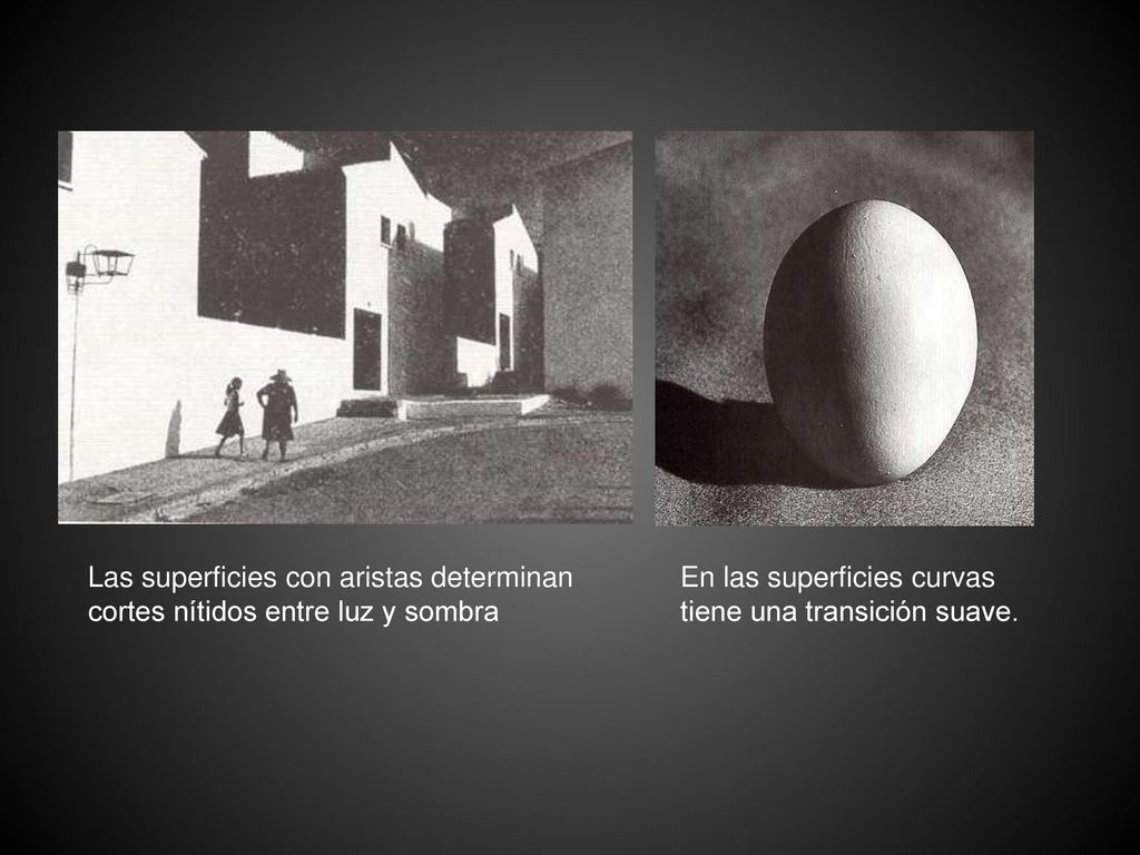 Las superficies con aristas determinan cortes nítidos entre luz y sombra