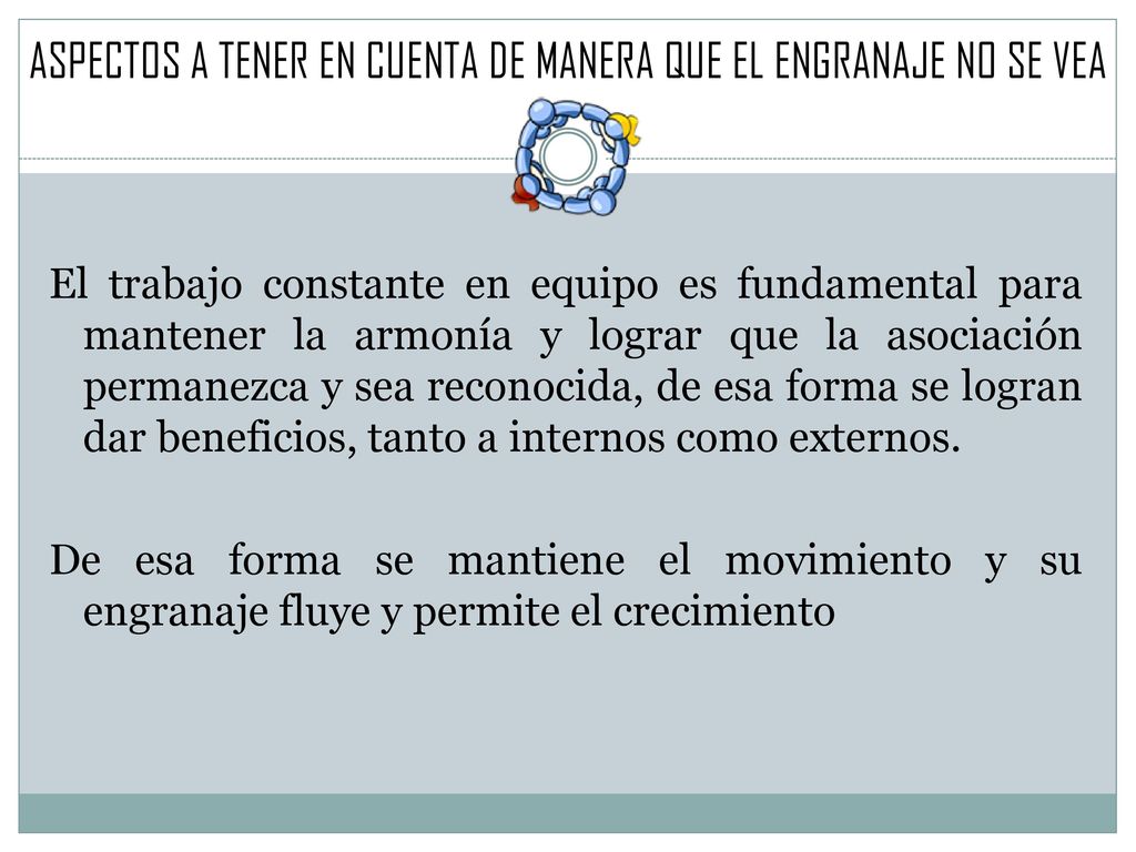 ASPECTOS A TENER EN CUENTA DE MANERA QUE EL ENGRANAJE NO SE VEA