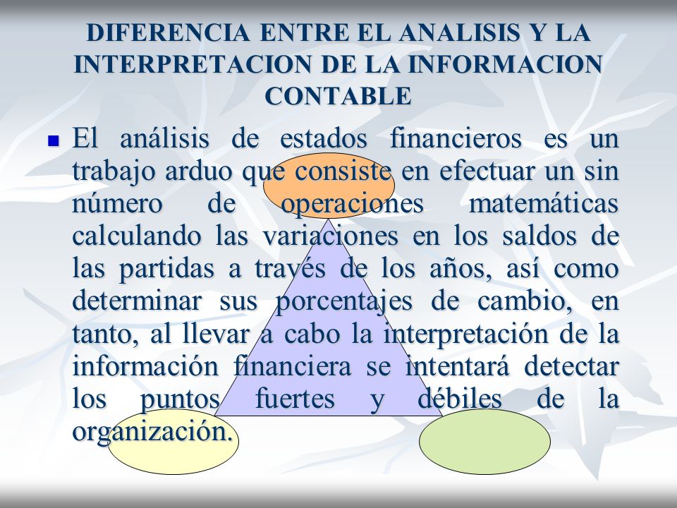 DIFERENCIA ENTRE EL ANALISIS Y LA INTERPRETACION DE LA INFORMACION CONTABLE