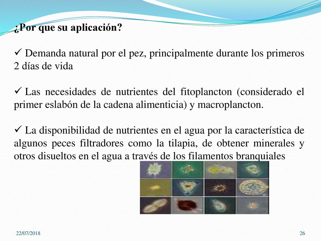¿Por que su aplicación Demanda natural por el pez, principalmente durante los primeros 2 días de vida.