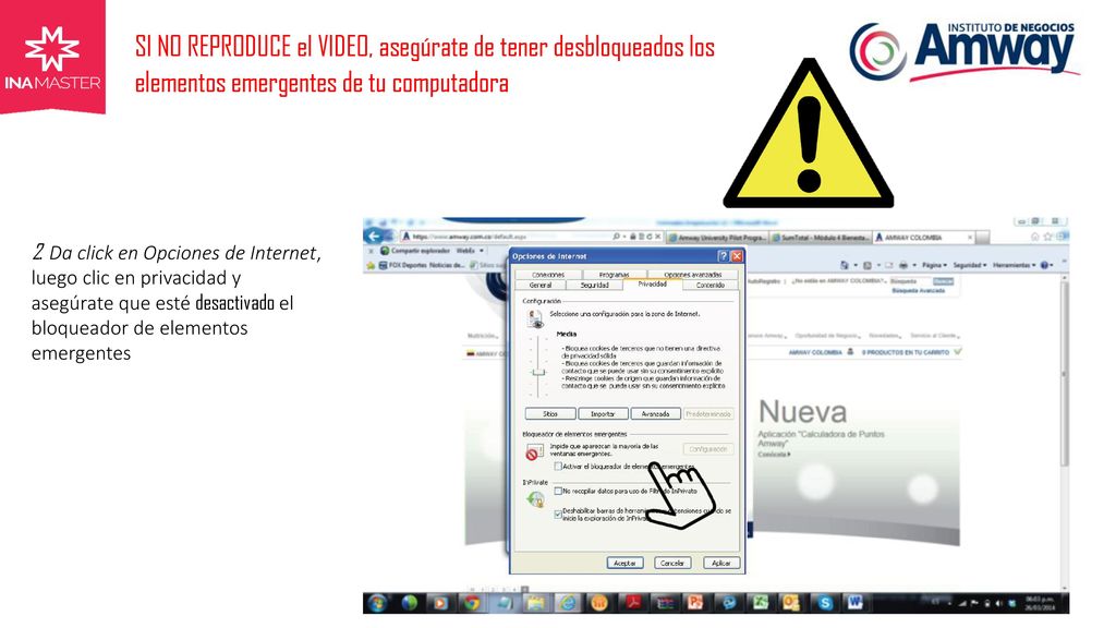 SI NO REPRODUCE el VIDEO, asegúrate de tener desbloqueados los elementos emergentes de tu computadora