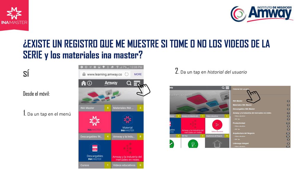 ¿EXISTE UN REGISTRO QUE ME MUESTRE SI TOME O NO LOS VIDEOS DE LA SERIE y los materiales ina master sí