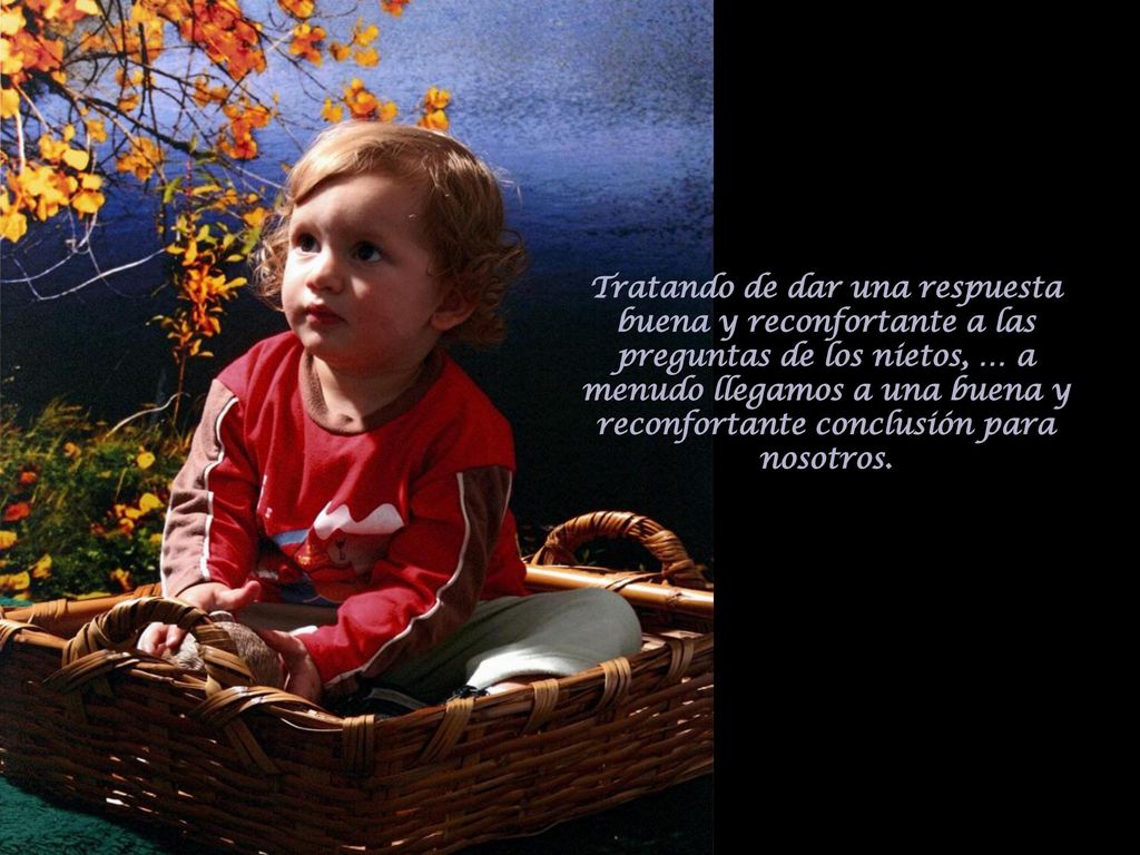 Tratando de dar una respuesta buena y reconfortante a las preguntas de los nietos, … a menudo llegamos a una buena y reconfortante conclusión para nosotros.