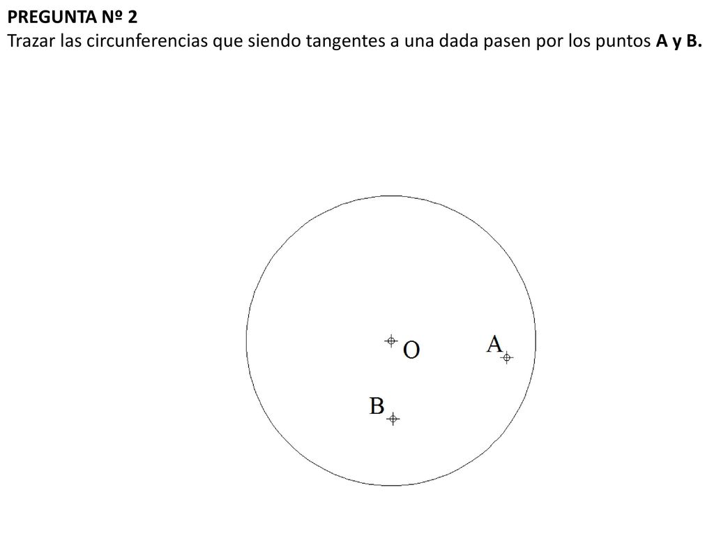 PREGUNTA Nº 2 Trazar las circunferencias que siendo tangentes a una dada pasen por los puntos A y B.