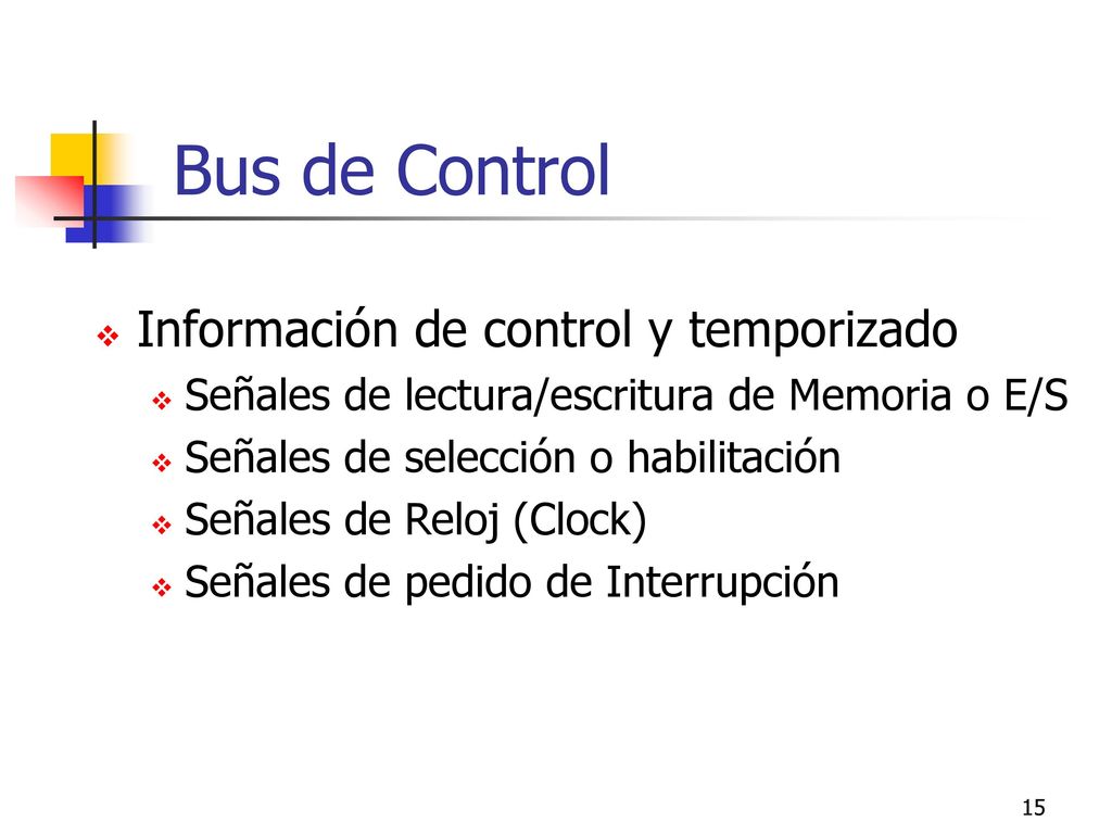 Bus de Control Información de control y temporizado