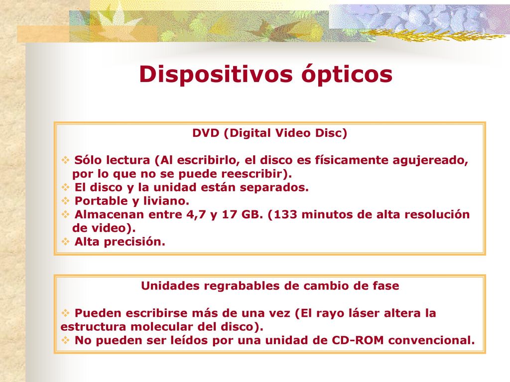 DVD (Digital Video Disc) Unidades regrabables de cambio de fase