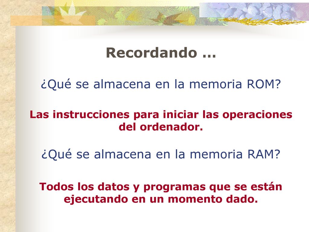 Las instrucciones para iniciar las operaciones del ordenador.