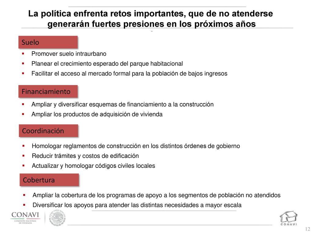 La política enfrenta retos importantes, que de no atenderse generarán fuertes presiones en los próximos años