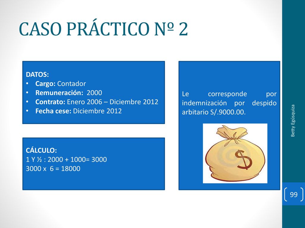 CASO PRÁCTICO Nº 2 DATOS: Cargo: Contador Remuneración: 2000