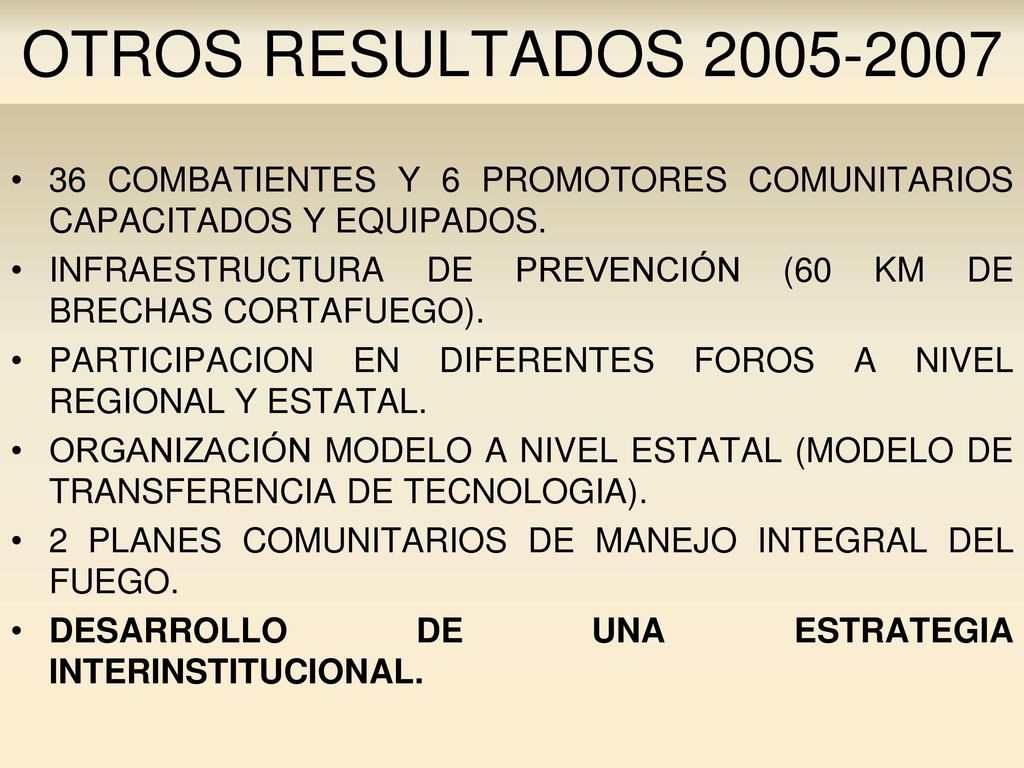 OTROS RESULTADOS COMBATIENTES Y 6 PROMOTORES COMUNITARIOS CAPACITADOS Y EQUIPADOS.