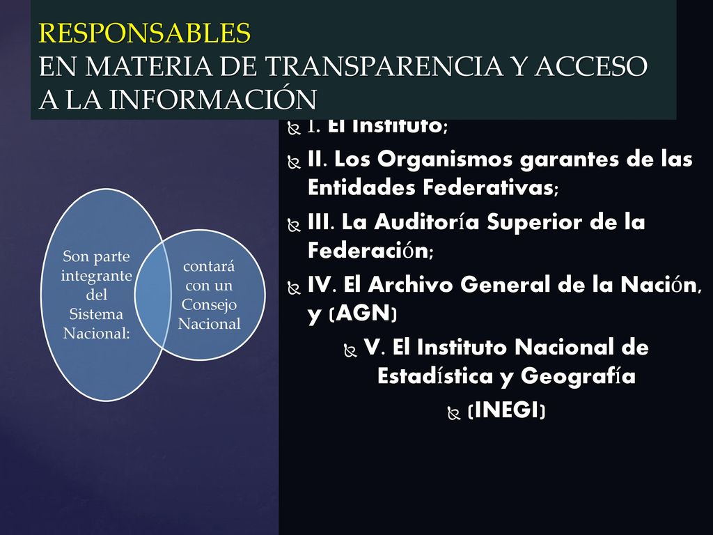 RESPONSABLES EN MATERIA DE TRANSPARENCIA Y ACCESO A LA INFORMACIÓN