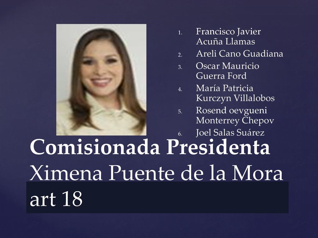Comisionada Presidenta Ximena Puente de la Mora art 18