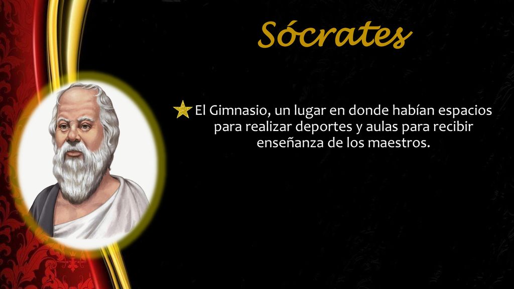 Sócrates El Gimnasio, un lugar en donde habían espacios para realizar deportes y aulas para recibir enseñanza de los maestros.