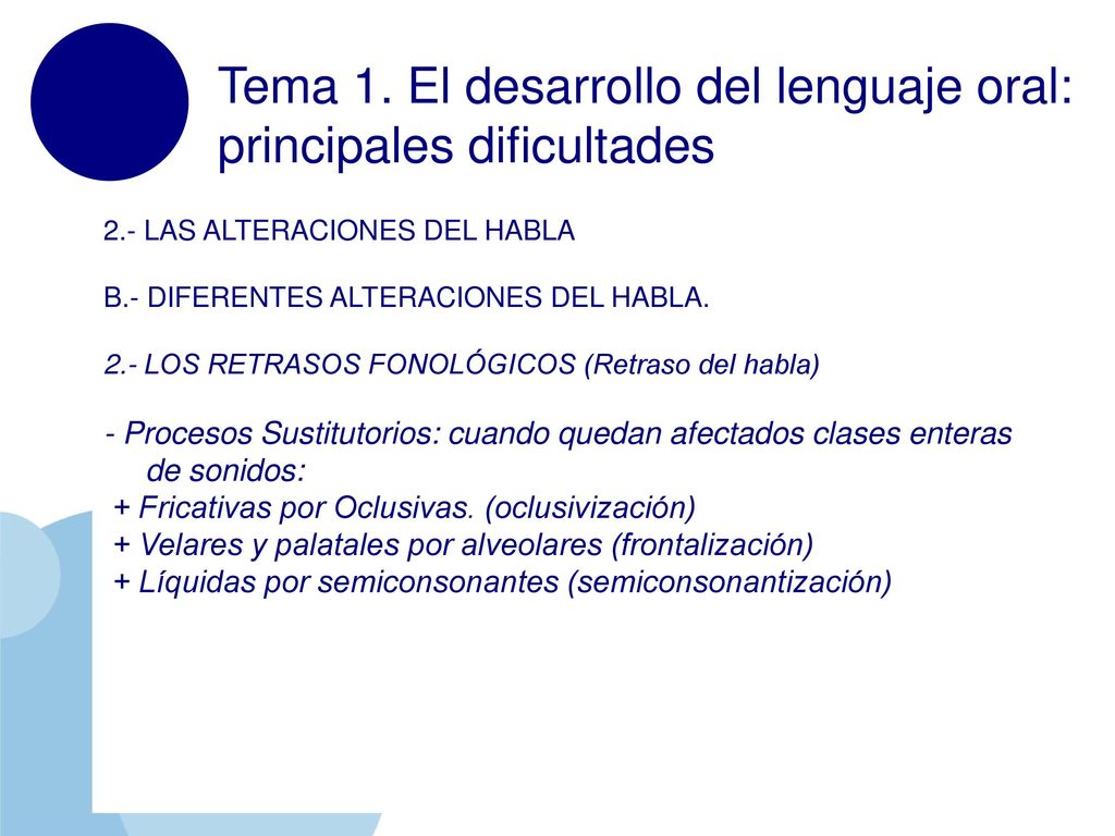Tema 1. El desarrollo del lenguaje oral: principales dificultades