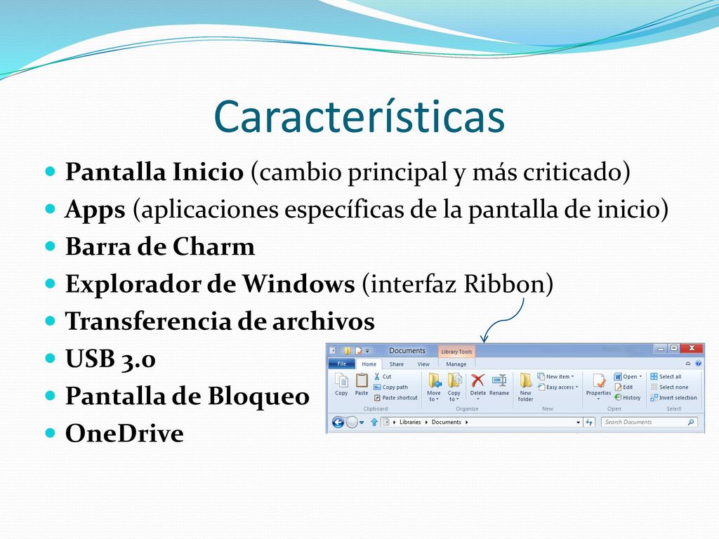 Características Pantalla Inicio (cambio principal y más criticado)