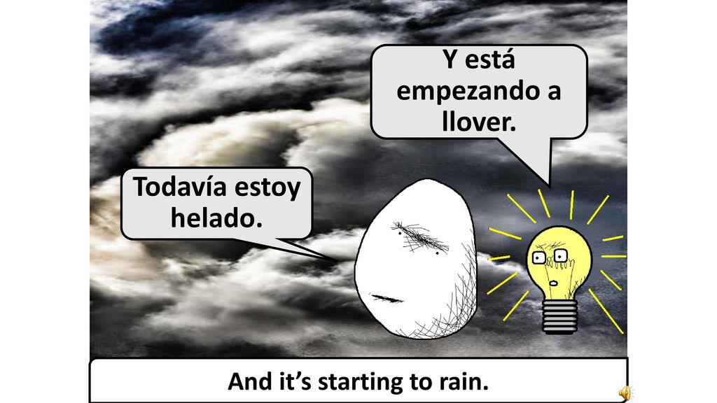 Y está empezando a llover. And it’s starting to rain.