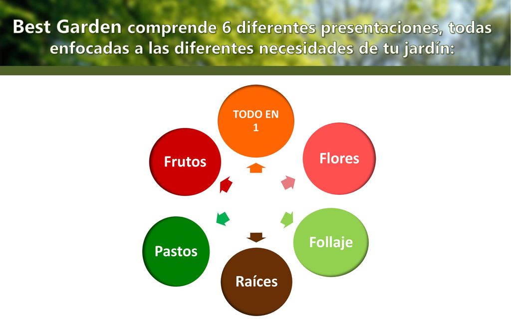 Best Garden comprende 6 diferentes presentaciones, todas enfocadas a las diferentes necesidades de tu jardín: