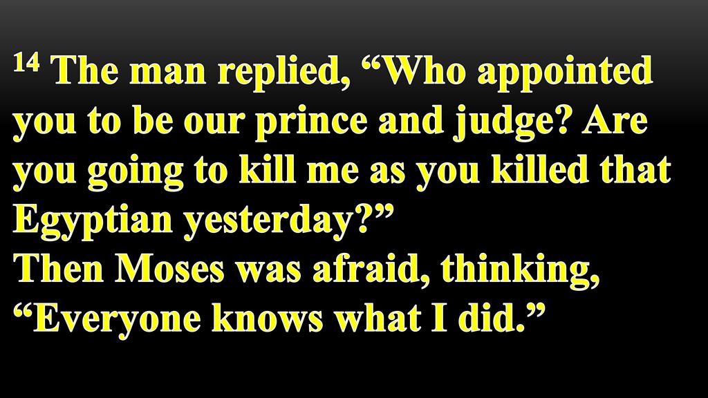 14 The man replied, Who appointed you to be our prince and judge