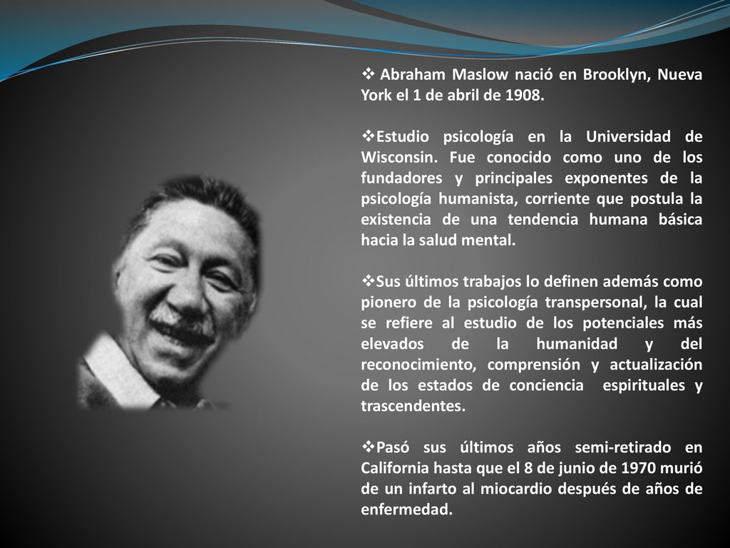 Abraham Maslow nació en Brooklyn, Nueva York el 1 de abril de 1908.
