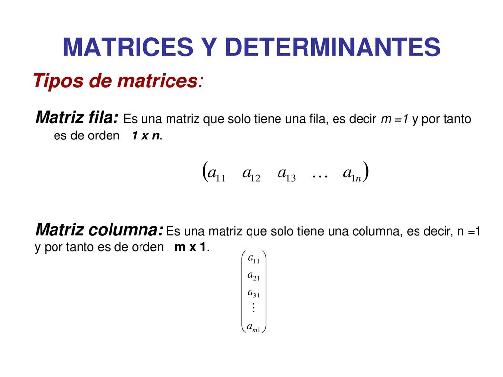 MATRICES Y DETERMINANTES - ppt descargar