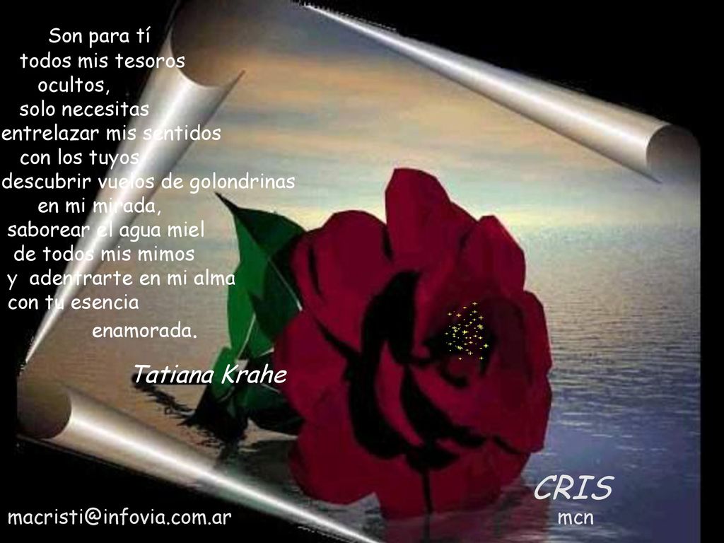 CRIS Son para tí Tatiana Krahe todos mis tesoros ocultos,
