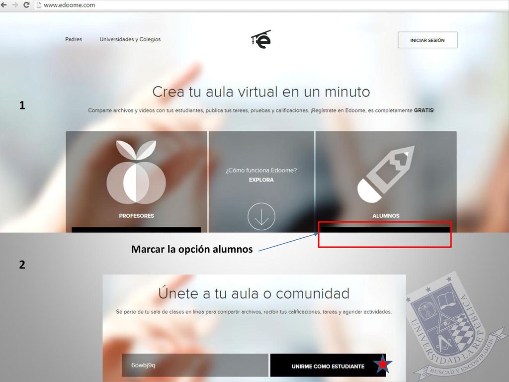 1 Marcar la opción alumnos 2