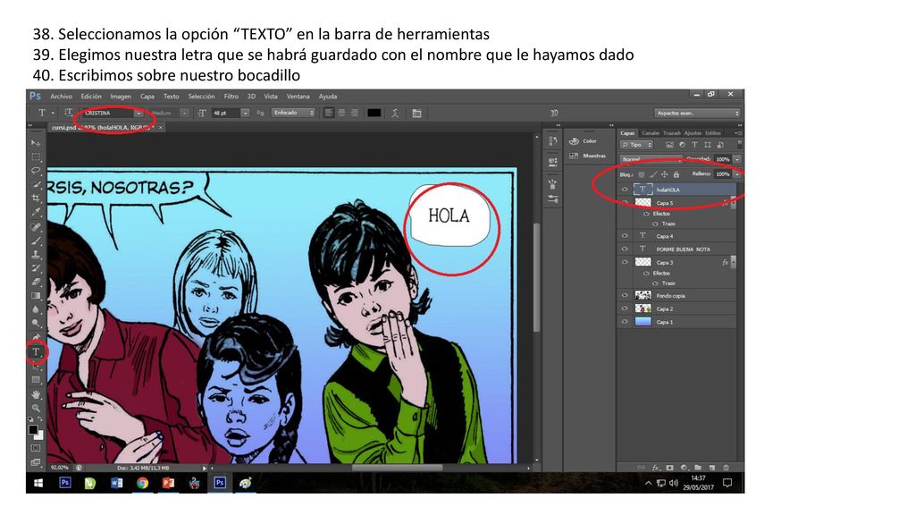 38. Seleccionamos la opción TEXTO en la barra de herramientas