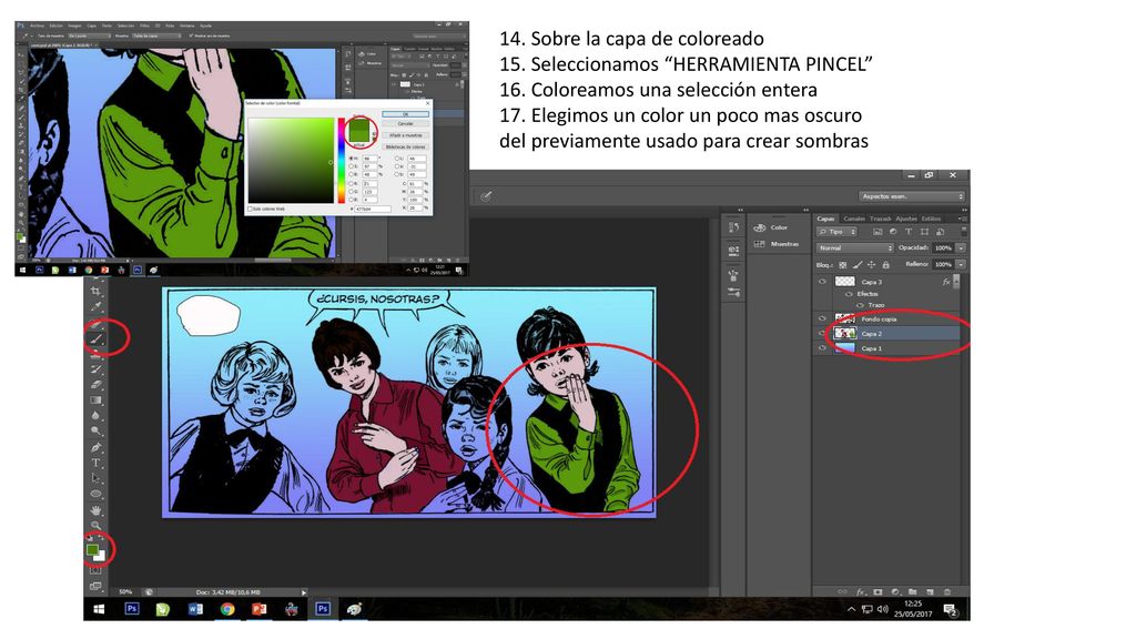 14. Sobre la capa de coloreado