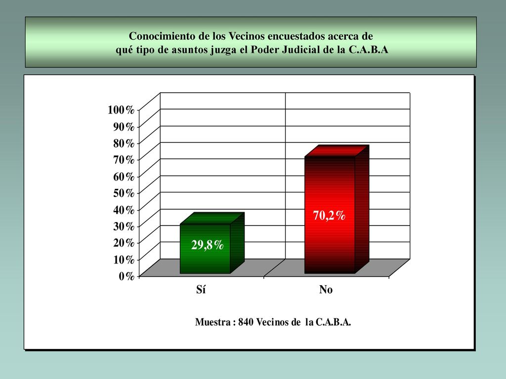 Conocimiento de los Vecinos encuestados acerca de qué tipo de asuntos juzga el Poder Judicial de la C.A.B.A