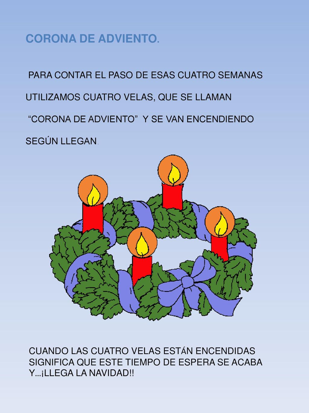 CORONA DE ADVIENTO. PARA CONTAR EL PASO DE ESAS CUATRO SEMANAS