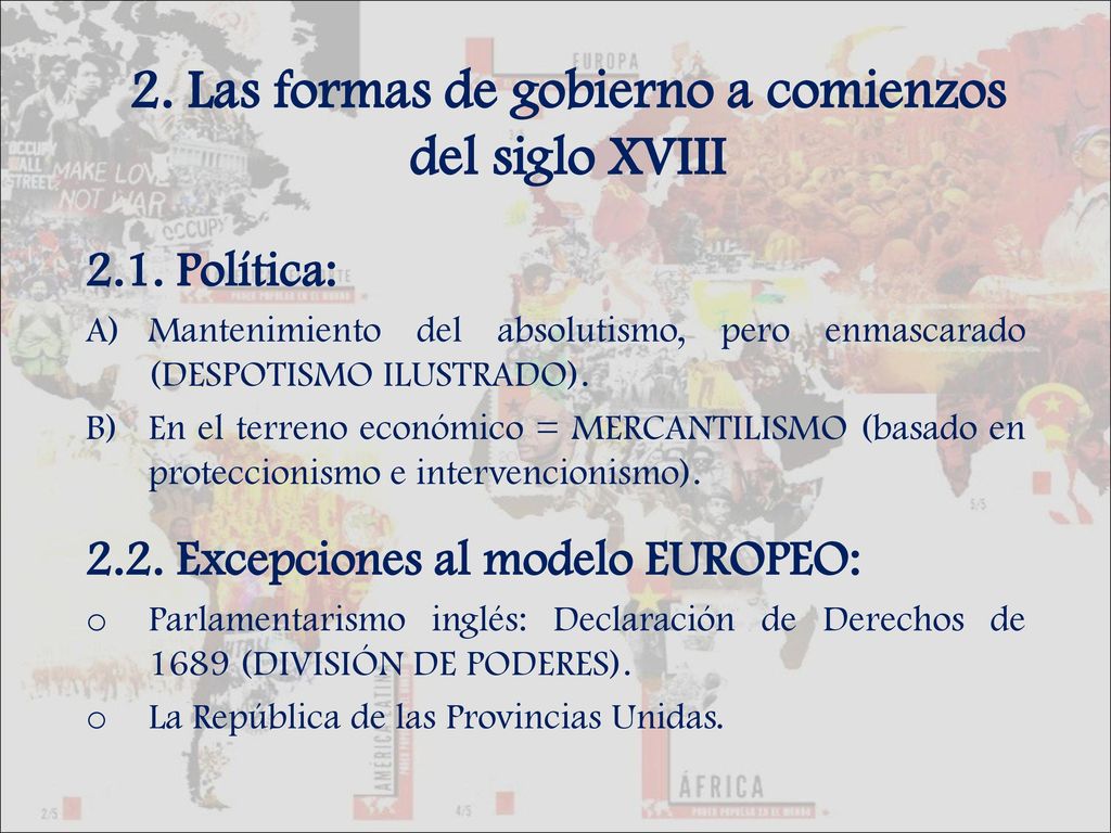2. Las formas de gobierno a comienzos del siglo XVIII