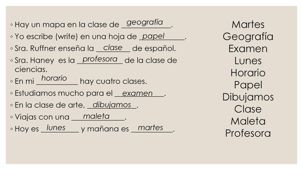 Martes Geografía Examen Lunes Horario Papel Dibujamos Clase Maleta