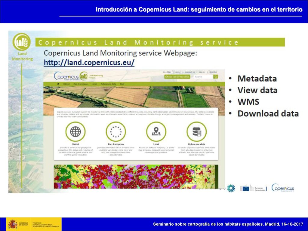 Introducción a Copernicus Land: seguimiento de cambios en el territorio