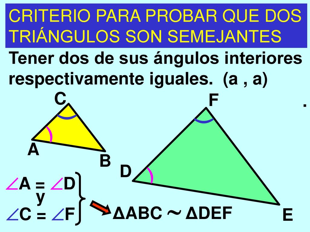 ( ( CRITERIO PARA PROBAR QUE DOS TRIÁNGULOS SON SEMEJANTES