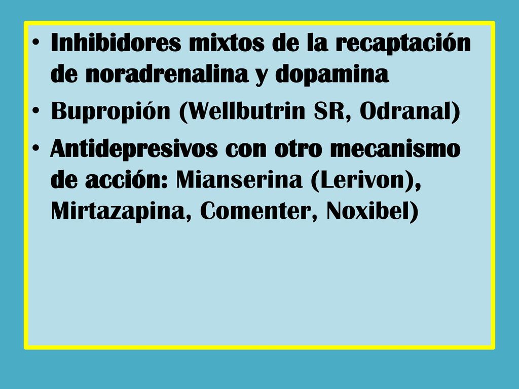 Inhibidores mixtos de la recaptación de noradrenalina y dopamina