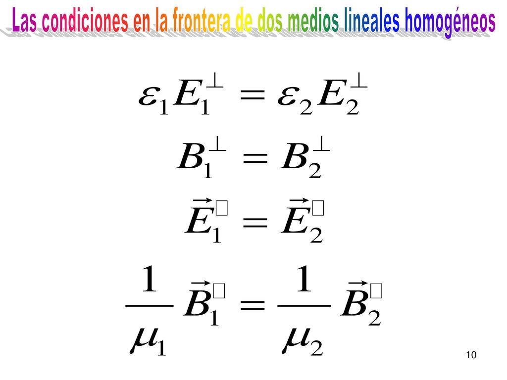 Las condiciones en la frontera de dos medios lineales homogéneos