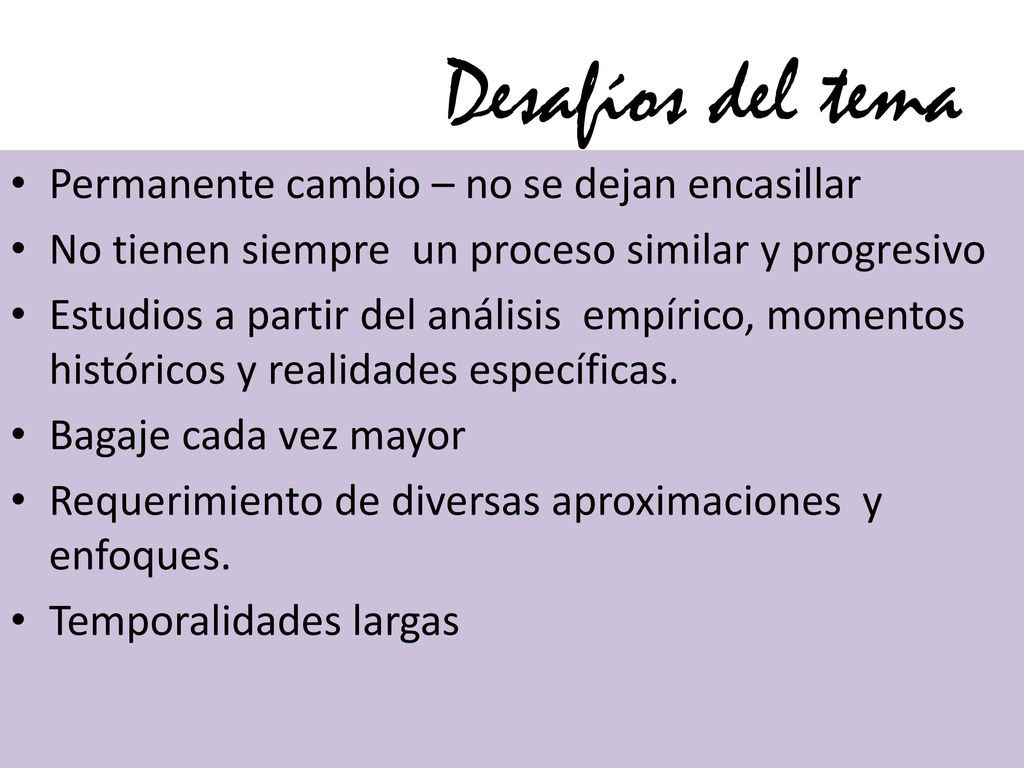 Desafíos del tema Permanente cambio – no se dejan encasillar