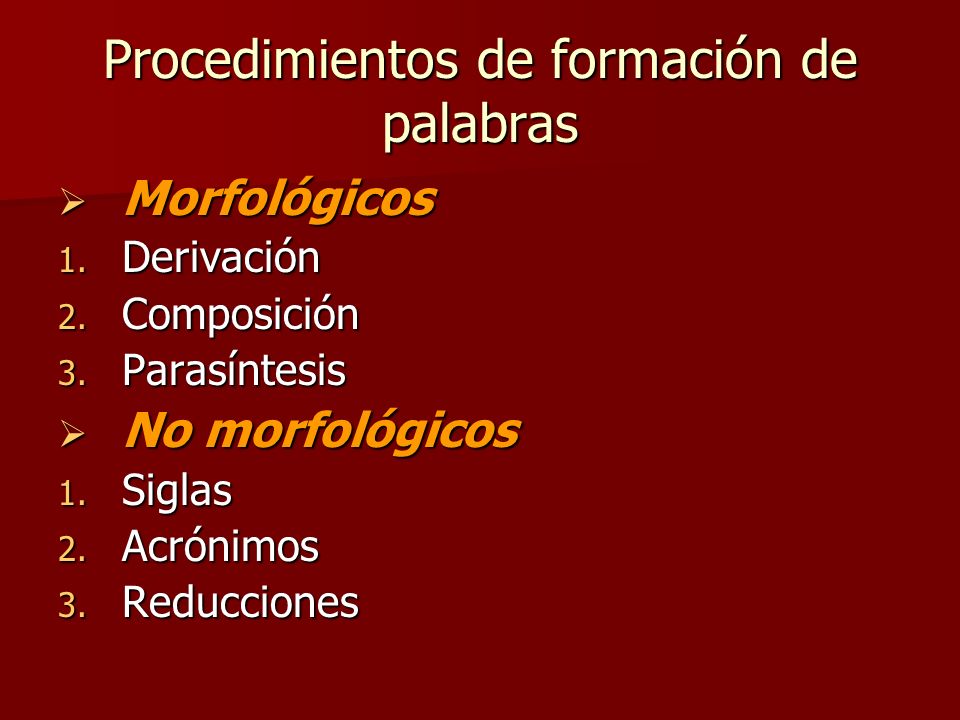 Procedimientos de formación de palabras