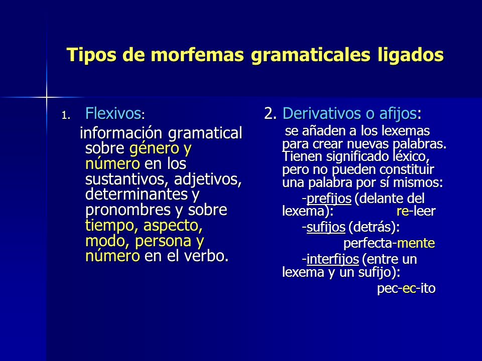 Tipos de morfemas gramaticales ligados