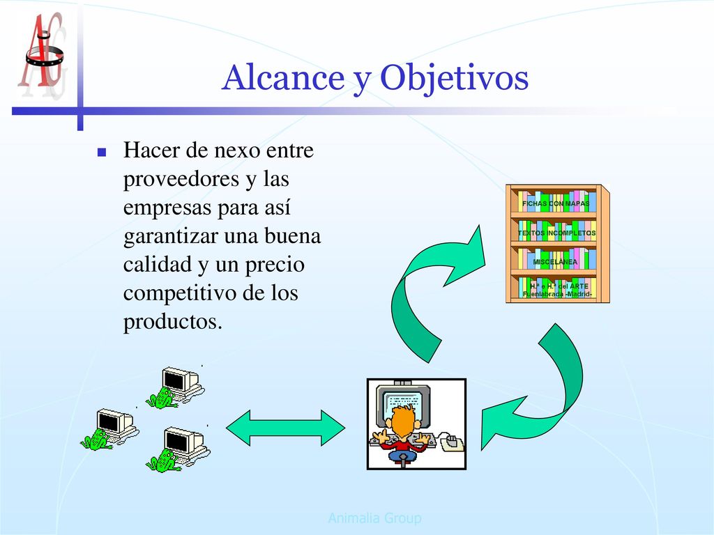 Alcance y Objetivos Hacer de nexo entre proveedores y las empresas para así garantizar una buena calidad y un precio competitivo de los productos.