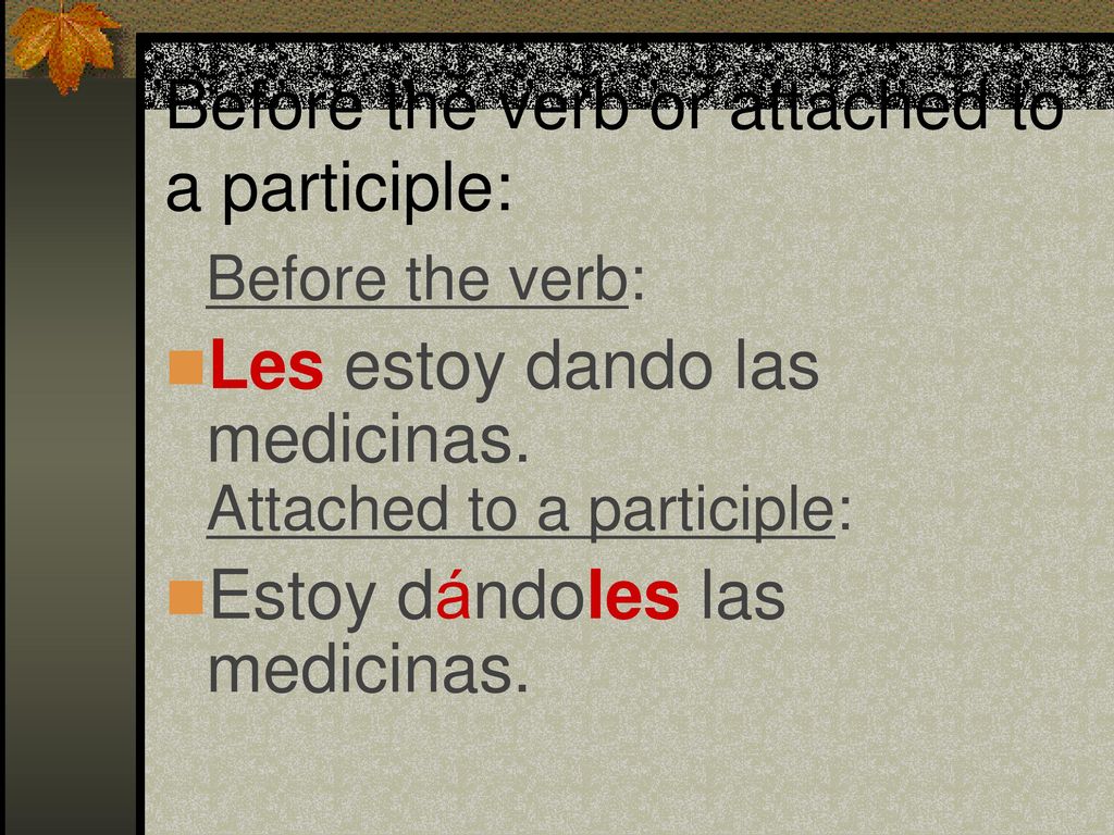 Before the verb or attached to a participle: