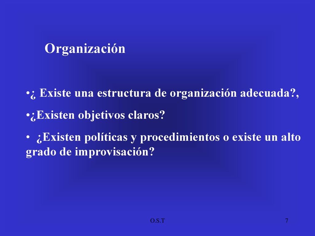 Organización ¿ Existe una estructura de organización adecuada ,
