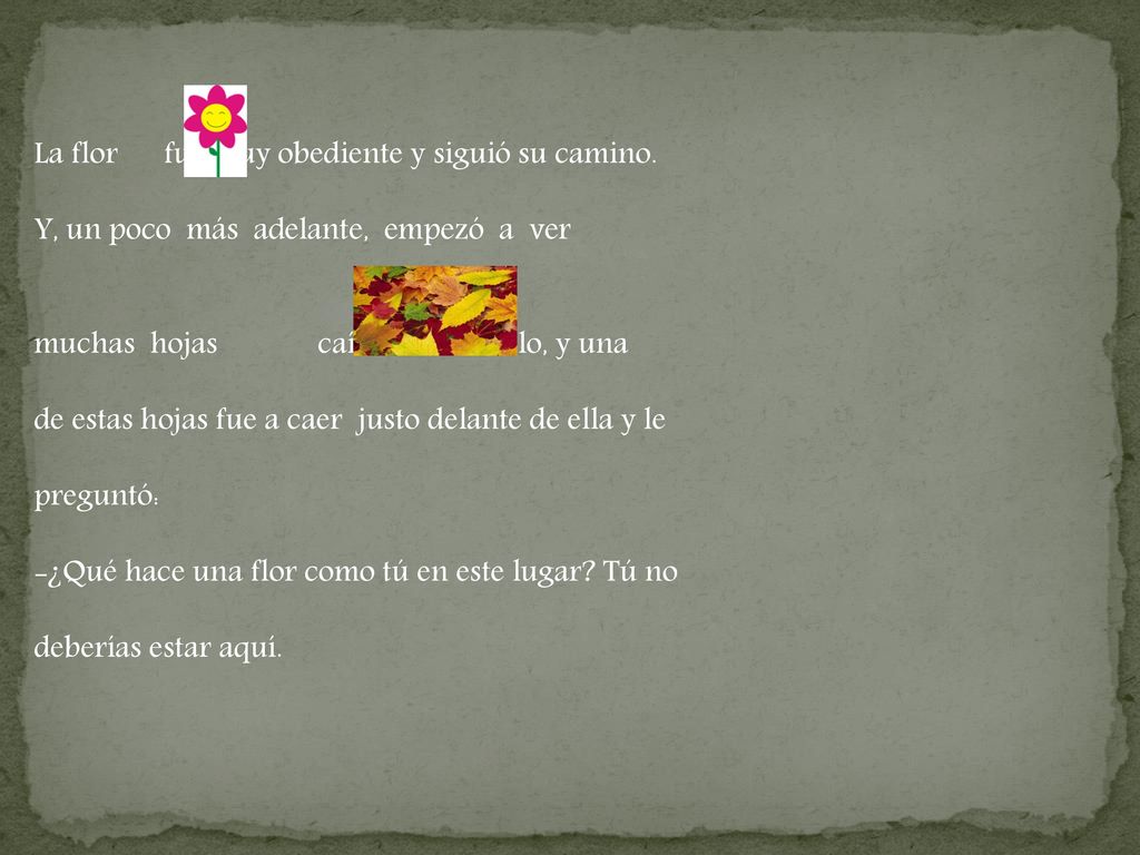 La flor fue muy obediente y siguió su camino.