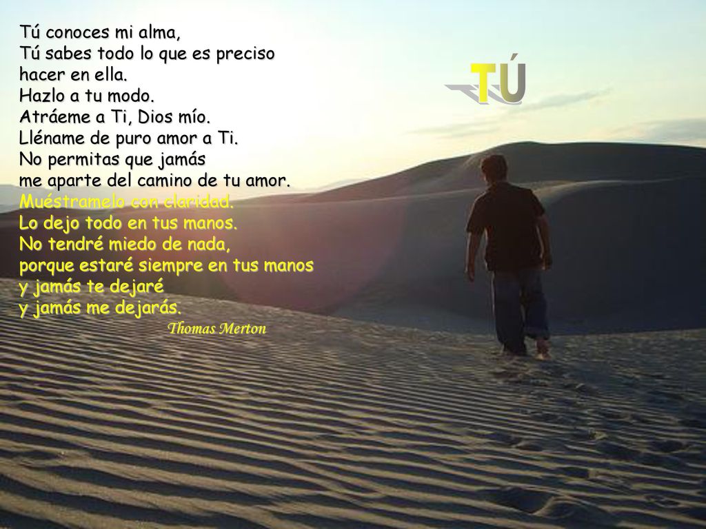 Tú conoces mi alma, Tú sabes todo lo que es preciso hacer en ella