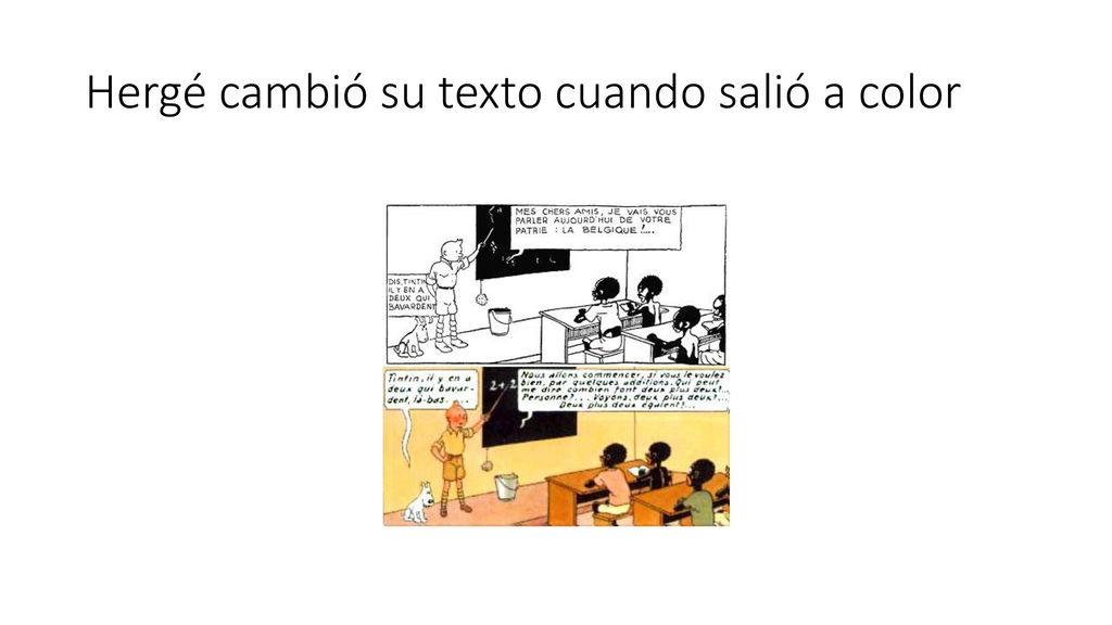 Hergé cambió su texto cuando salió a color