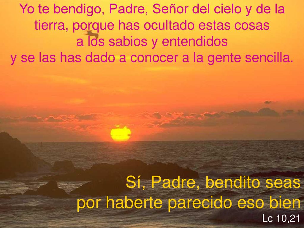 Sí, Padre, bendito seas por haberte parecido eso bien Lc 10,21