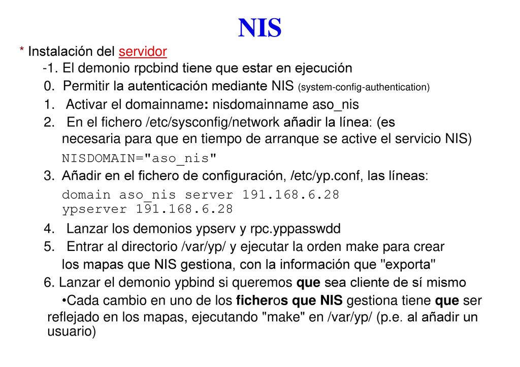 NIS -1. El demonio rpcbind tiene que estar en ejecución