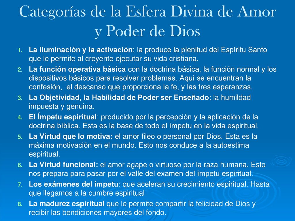 Categorías de la Esfera Divina de Amor y Poder de Dios