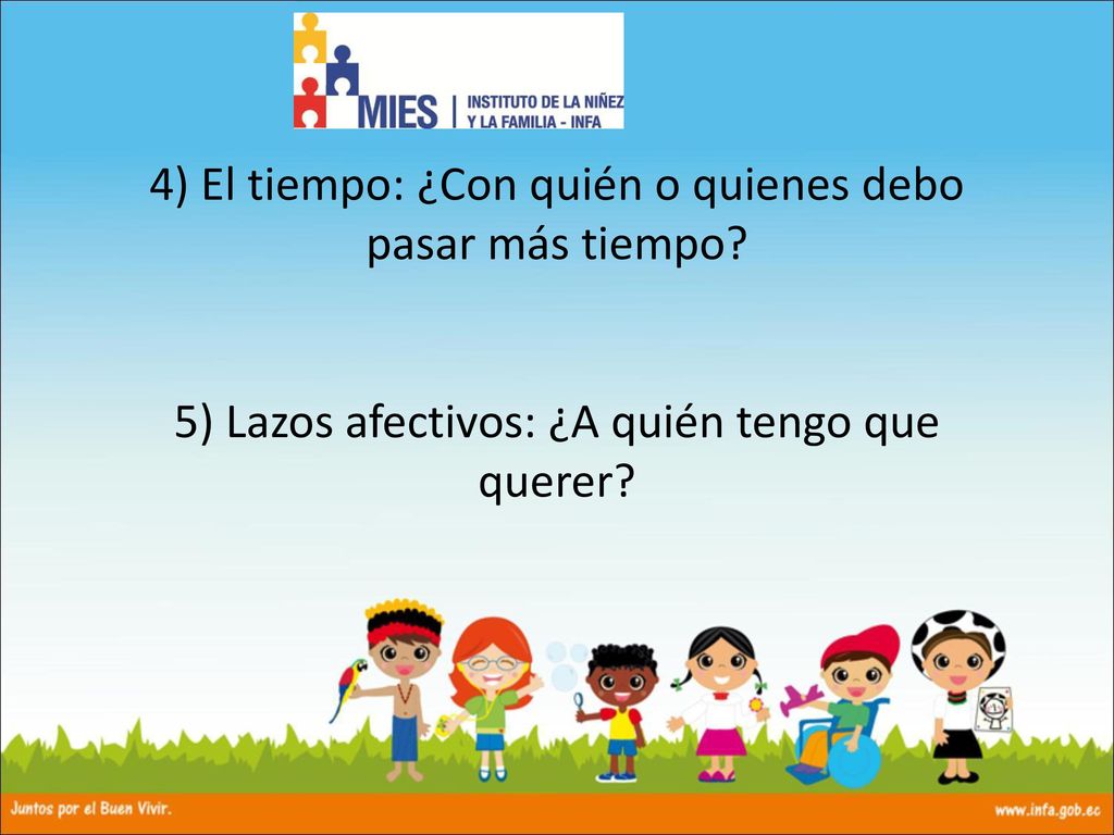 4) El tiempo: ¿Con quién o quienes debo pasar más tiempo